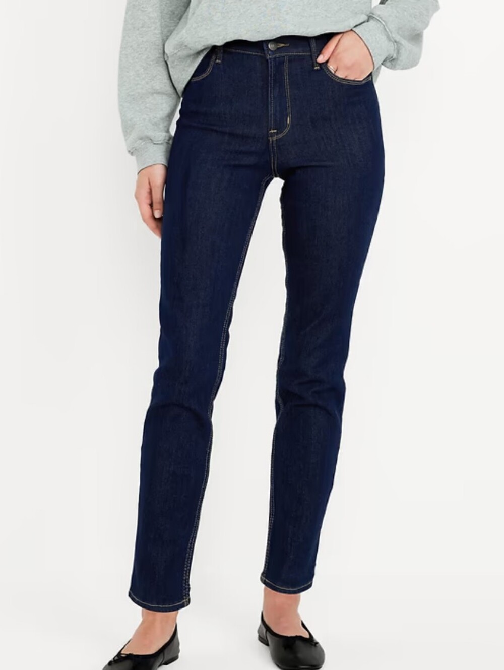 NWT Old Navy High Rise Wow Straight Leg Jeans Dark Wash Tall